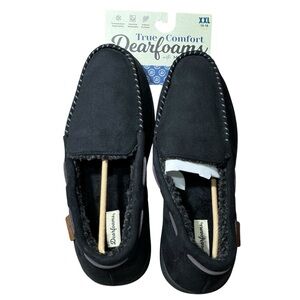 Dearfoams Men's House Shoes Slipper XXL 14 Black Microsuede Moccasin Loafers